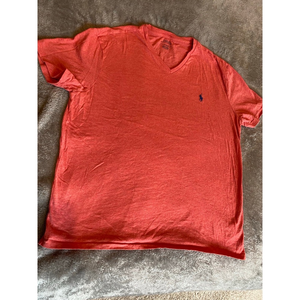 Polo Orange V Neck T Shirt Men Large Shortsleeved Cotton Lightweight s51
